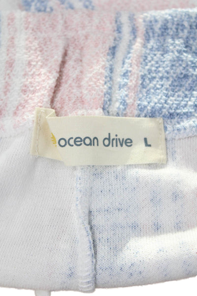 Ocean Drive Unisex Light Blue Striped Drawstring Sweat Shorts Size L