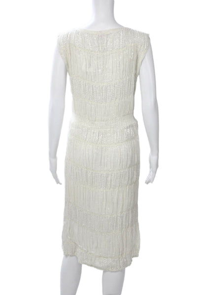 Tara Matthews Womens Sheath Dress White Cotton Sleeveless Knee Length Size XS