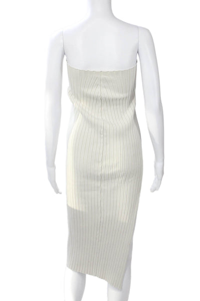 The Row Women Bodycon Sheath Silk Striped Sleeveless Beige Dress 90s Size XS