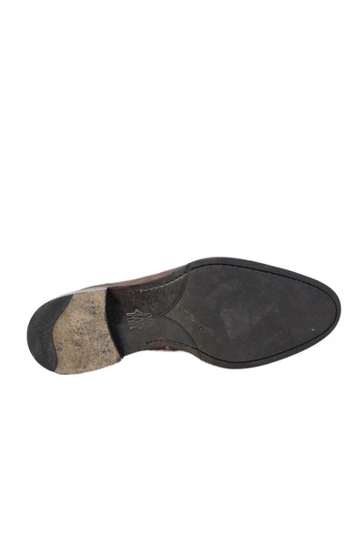 Di Bianco Mens Slip On Round Toe Leather Loafers Dark Brown Size 43