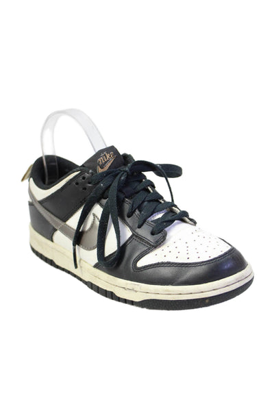 Nike Boys Lace Up Perforated Low Top Sneakers Black White Leather Size 5.5