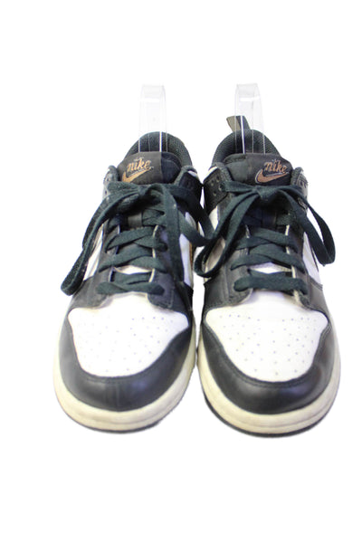 Nike Boys Lace Up Perforated Low Top Sneakers Black White Leather Size 5.5