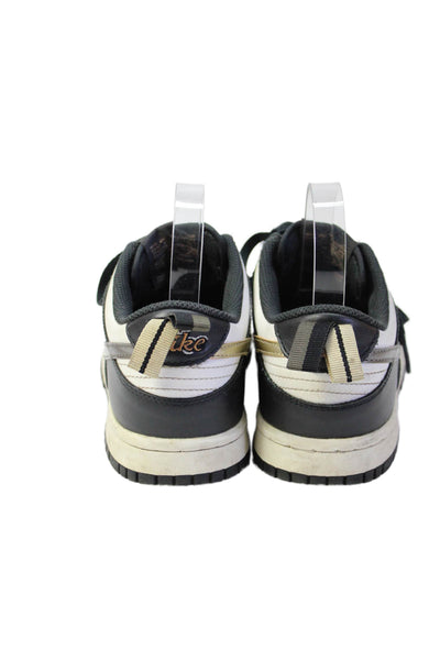 Nike Boys Lace Up Perforated Low Top Sneakers Black White Leather Size 5.5