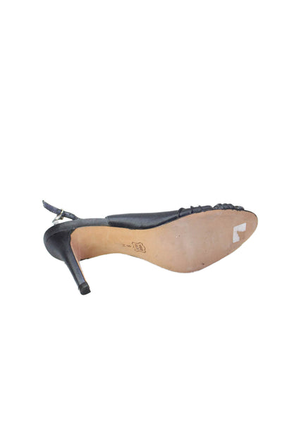 Diane B Womens Stiletto Satin Slingback Sandals Navy Blue Size 8M