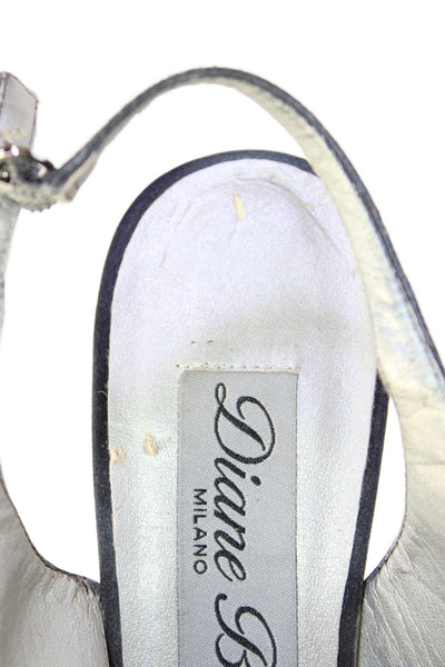 Diane B Womens Stiletto Satin Slingback Sandals Navy Blue Size 8M