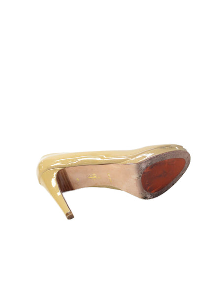 Cole Haan Womens Stiletto Heel Patent Leather Peep Toe Pumps Brown Size 9