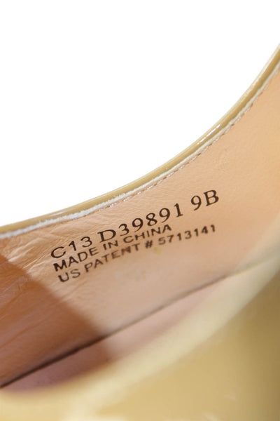 Cole Haan Womens Stiletto Heel Patent Leather Peep Toe Pumps Brown Size 9