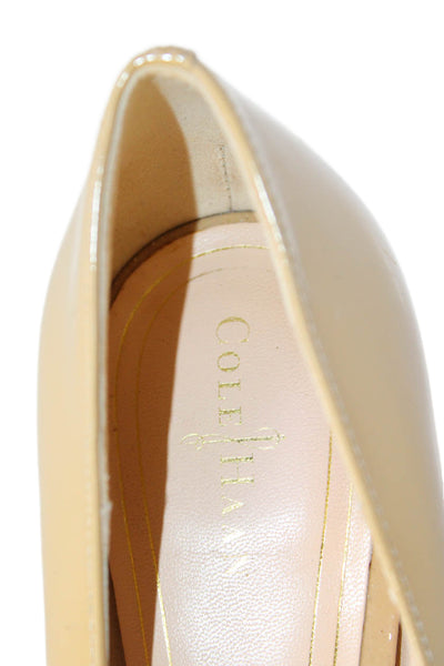 Cole Haan Womens Stiletto Heel Patent Leather Peep Toe Pumps Brown Size 9