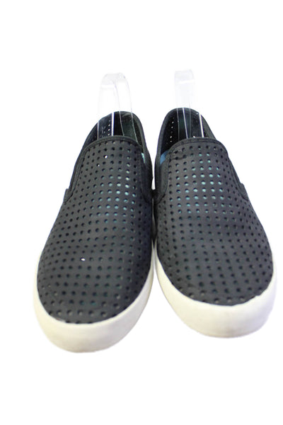 SeaVees Womens Slip On Perforated Low Top Sneakers Black White Size 10