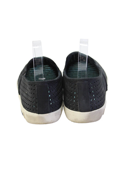 SeaVees Womens Slip On Perforated Low Top Sneakers Black White Size 10