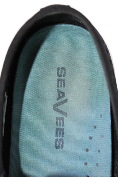 SeaVees Womens Slip On Perforated Low Top Sneakers Black White Size 10