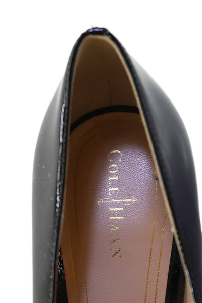 Cole Haan Womens Stiletto Heel Patent Leather Peep Toe Pumps Black Size 9
