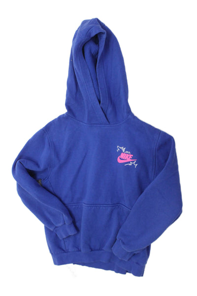 Nike Unisex Kids Cotton Blend Pullover Hoodie Blue Size L