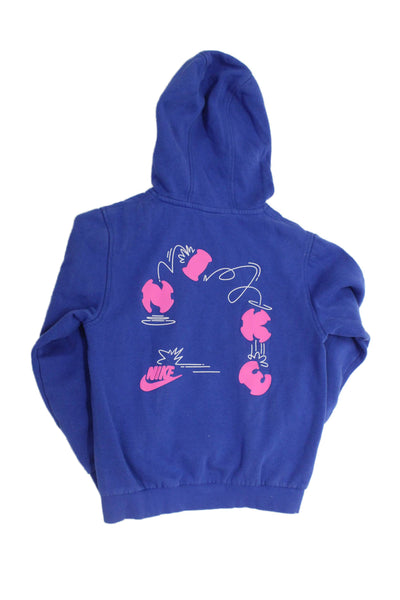 Nike Unisex Kids Cotton Blend Pullover Hoodie Blue Size L
