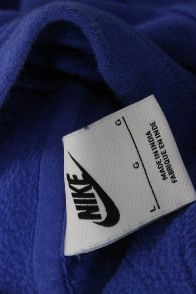 Nike Unisex Kids Cotton Blend Pullover Hoodie Blue Size L