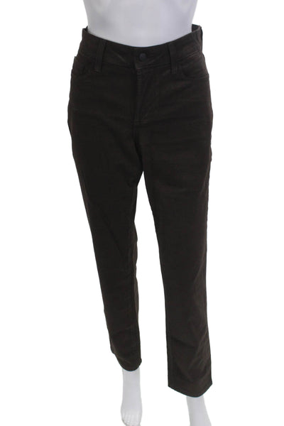 NYDJ Unisex Ankle Pants Brown 100% Cotton Mid Rise Button Size 4