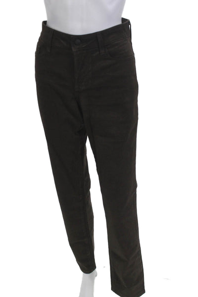 NYDJ Unisex Ankle Pants Brown 100% Cotton Mid Rise Button Size 4