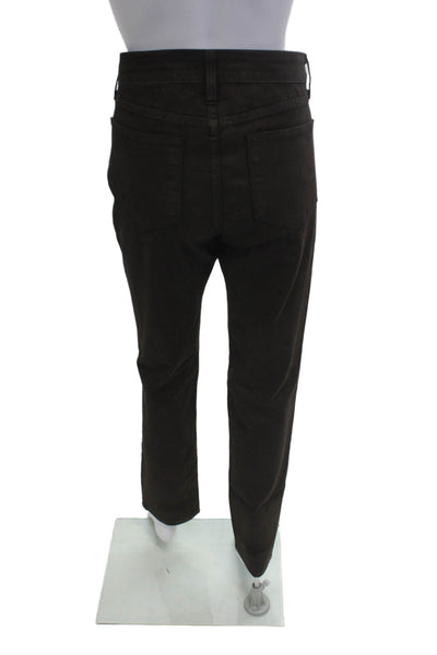 NYDJ Unisex Ankle Pants Brown 100% Cotton Mid Rise Button Size 4