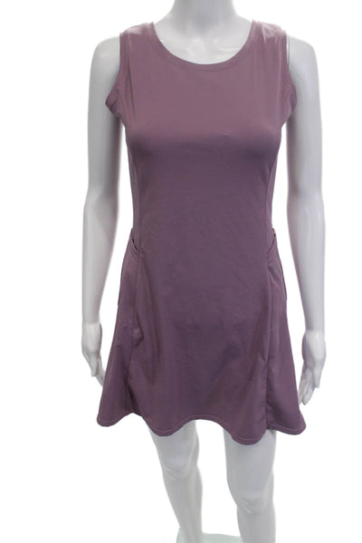 Baleaf Womens Tank Dress Purple Button Round Neck Sleeveless Short Size XS