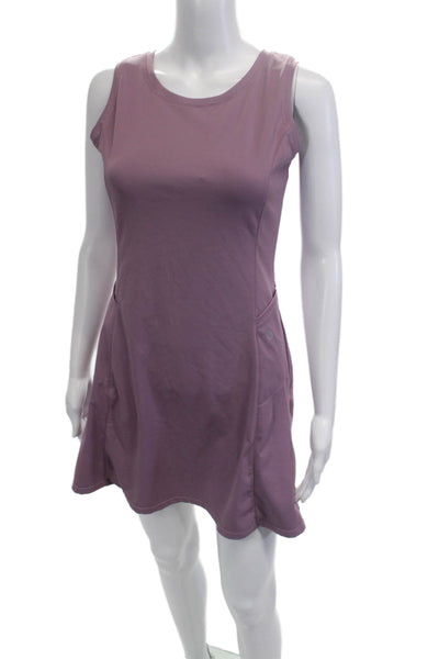 Baleaf Womens Tank Dress Purple Button Round Neck Sleeveless Short Size XS