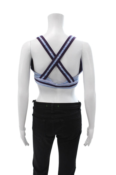 Lululemon Womens Purple Distorted Stripes V Neck Sports Bra Size 10