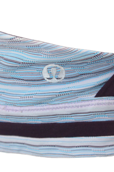 Lululemon Womens Purple Distorted Stripes V Neck Sports Bra Size 10