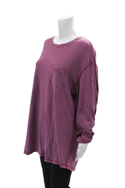 Lululemon Women Red Striped Long Sleeve Crew Neck Tunic Top Nylon Size 10