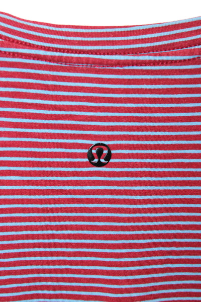 Lululemon Women Red Striped Long Sleeve Crew Neck Tunic Top Nylon Size 10