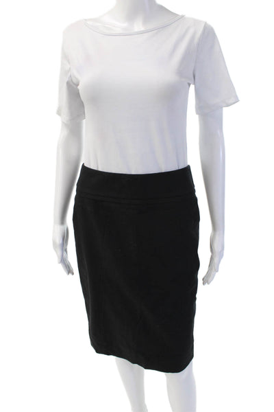 Club Monaco Womens Straight Pencil Skirt Black Cotton Spandex Sz 4