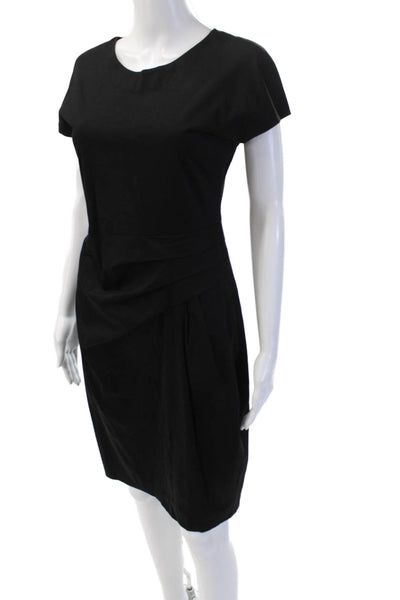 Jil Sander Women Black Sheath Dress Short Sleeve Round Neck Size 38