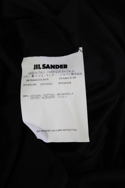 Jil Sander Women Black Sheath Dress Short Sleeve Round Neck Size 38