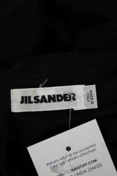 Jil Sander Women Black Sheath Dress Short Sleeve Round Neck Size 38