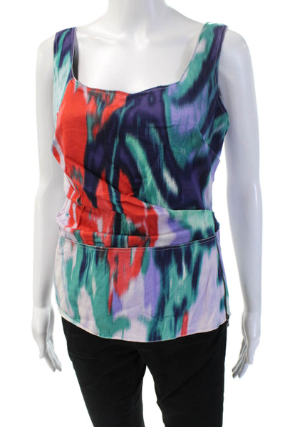 Elie Tahari Women Sleeveless Square Neck Red Tank Size M