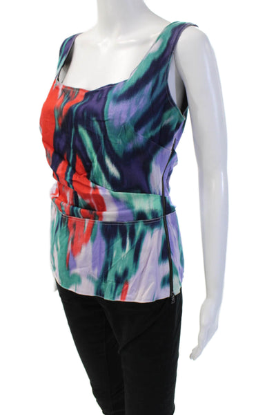 Elie Tahari Women Sleeveless Square Neck Red Tank Size M