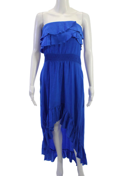 Jay Godfrey Women Maxi Sundress Blue Silk Sleeveless Long Size 0