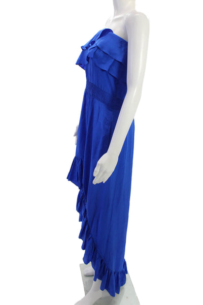 Jay Godfrey Women Maxi Sundress Blue Silk Sleeveless Long Size 0