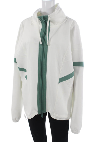FP Movement Unisex Windbreaker Jacket White Drawstring High Neck Size M