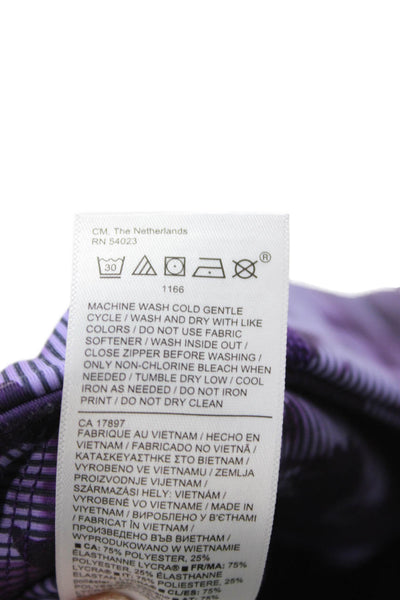 Athleta Women Purple Floral Ankle Leggings Zip Closure Size 1X