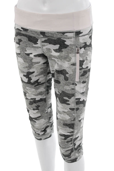 Lululemon Womens Gray Camo Capri Leggings Zip Size 8