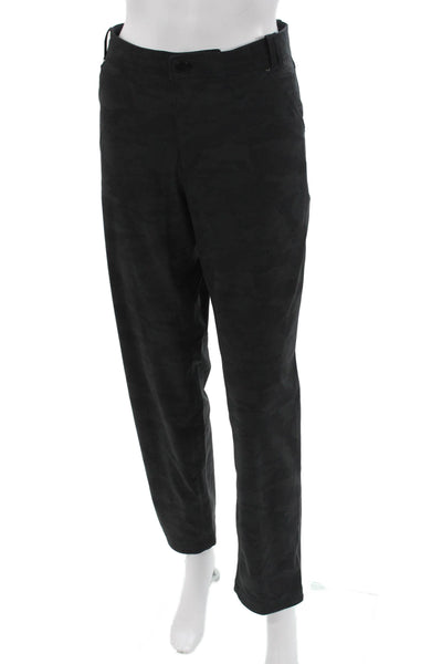 Lululemon Mens Dress Pants Black Camo Polyester Button Inseam 30 Size 10