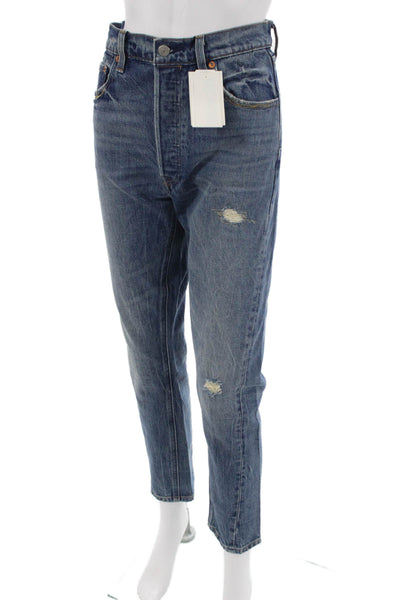 Levis Mens Ankle Cropped Straight Jeans Blue High Rise Inseam 29 Size 31