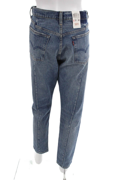 Levis Mens Ankle Cropped Straight Jeans Blue High Rise Inseam 29 Size 31