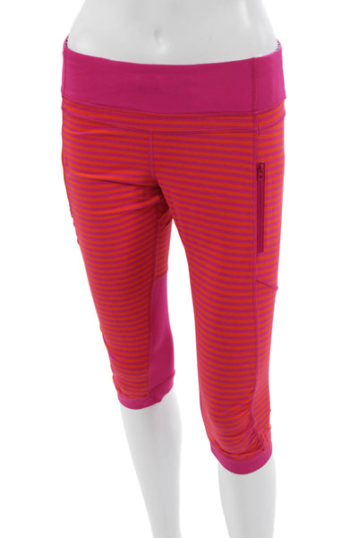 Lululemon Womens Striped Orange Capri Pants Zip Size 10