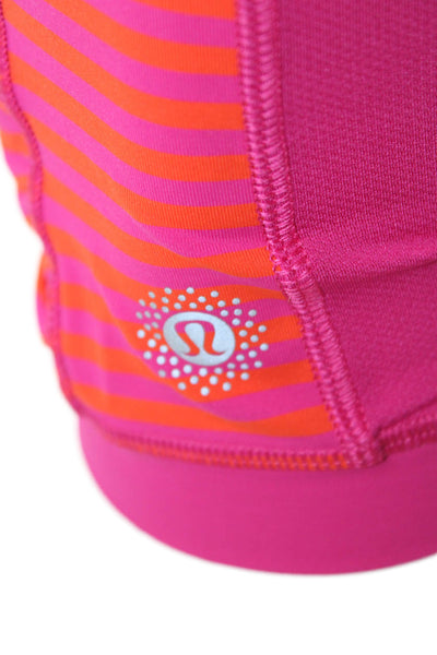 Lululemon Womens Striped Orange Capri Pants Zip Size 10