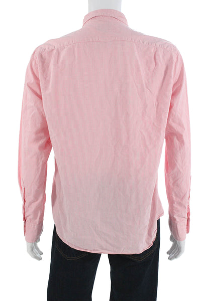J Crew Mens Plaid Slim Fit Button Down Shirt Pink Cotton Size Large