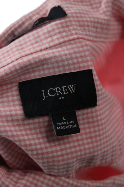 J Crew Mens Plaid Slim Fit Button Down Shirt Pink Cotton Size Large