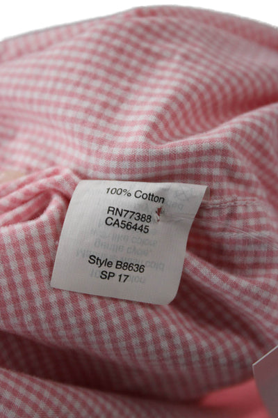 J Crew Mens Plaid Slim Fit Button Down Shirt Pink Cotton Size Large