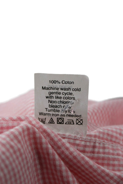 J Crew Mens Plaid Slim Fit Button Down Shirt Pink Cotton Size Large