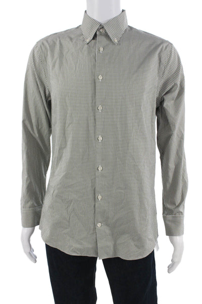 Charles Tyrwhitt Mens Plaid Extra Slim Fit Button Down Shirt Green Size 16