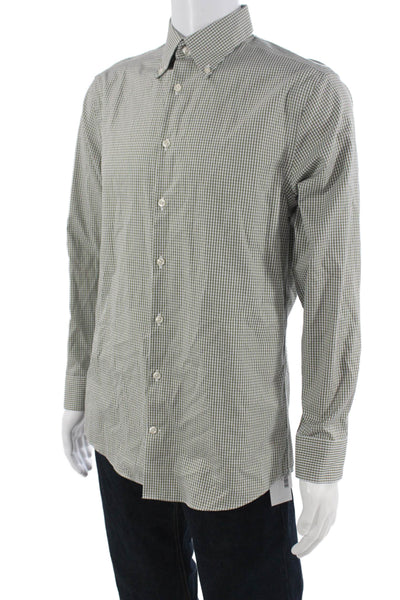 Charles Tyrwhitt Mens Plaid Extra Slim Fit Button Down Shirt Green Size 16